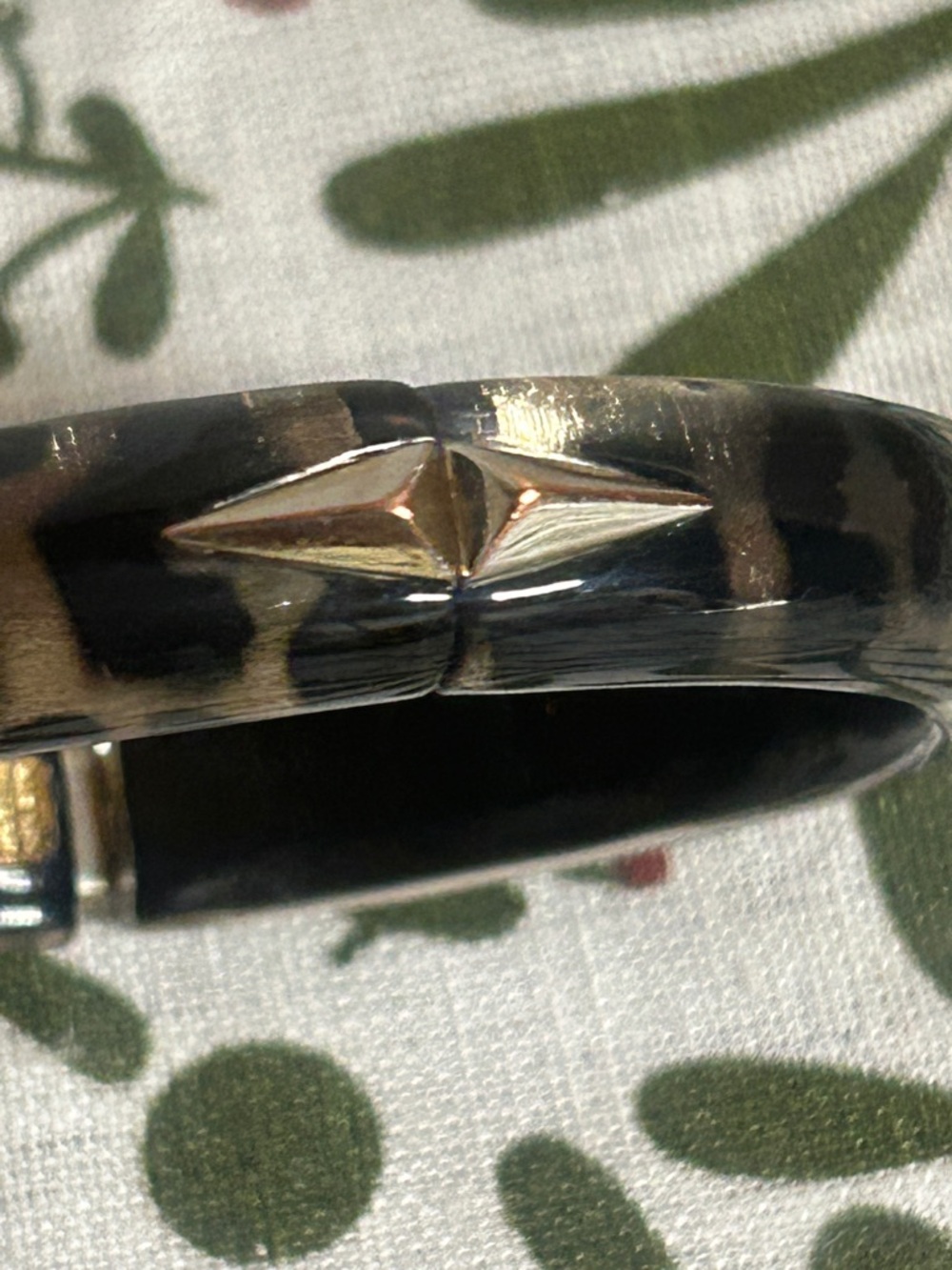 Alexis Bittar Golden Studded Hinge Bangle Bracelet Cheetah design Magnetic Clasp - Picture 7 of 10